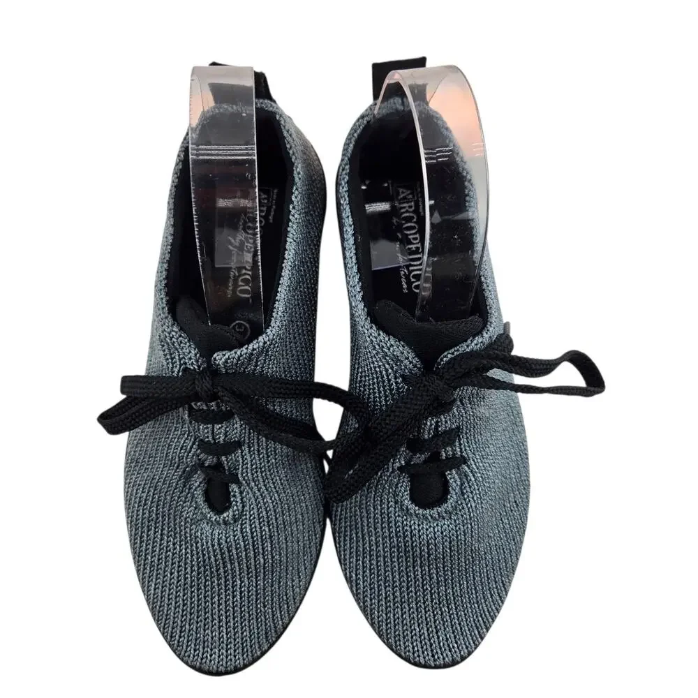 Arcopdeico Knit Shoes Womens‎ 6.5 (37) Slate Blue Gray Lace Up Comfort Casual